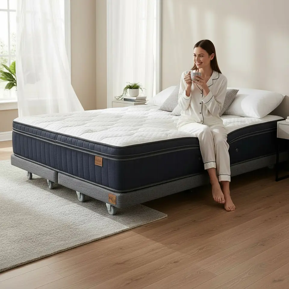 Cama King Box 8 cm + Colchon CIC - Ruedas A Eleccion 4