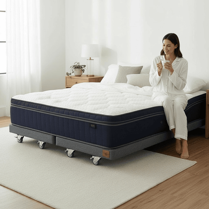 Cama King Box 8 cm + Colchon CIC - Ruedas A Eleccion 7