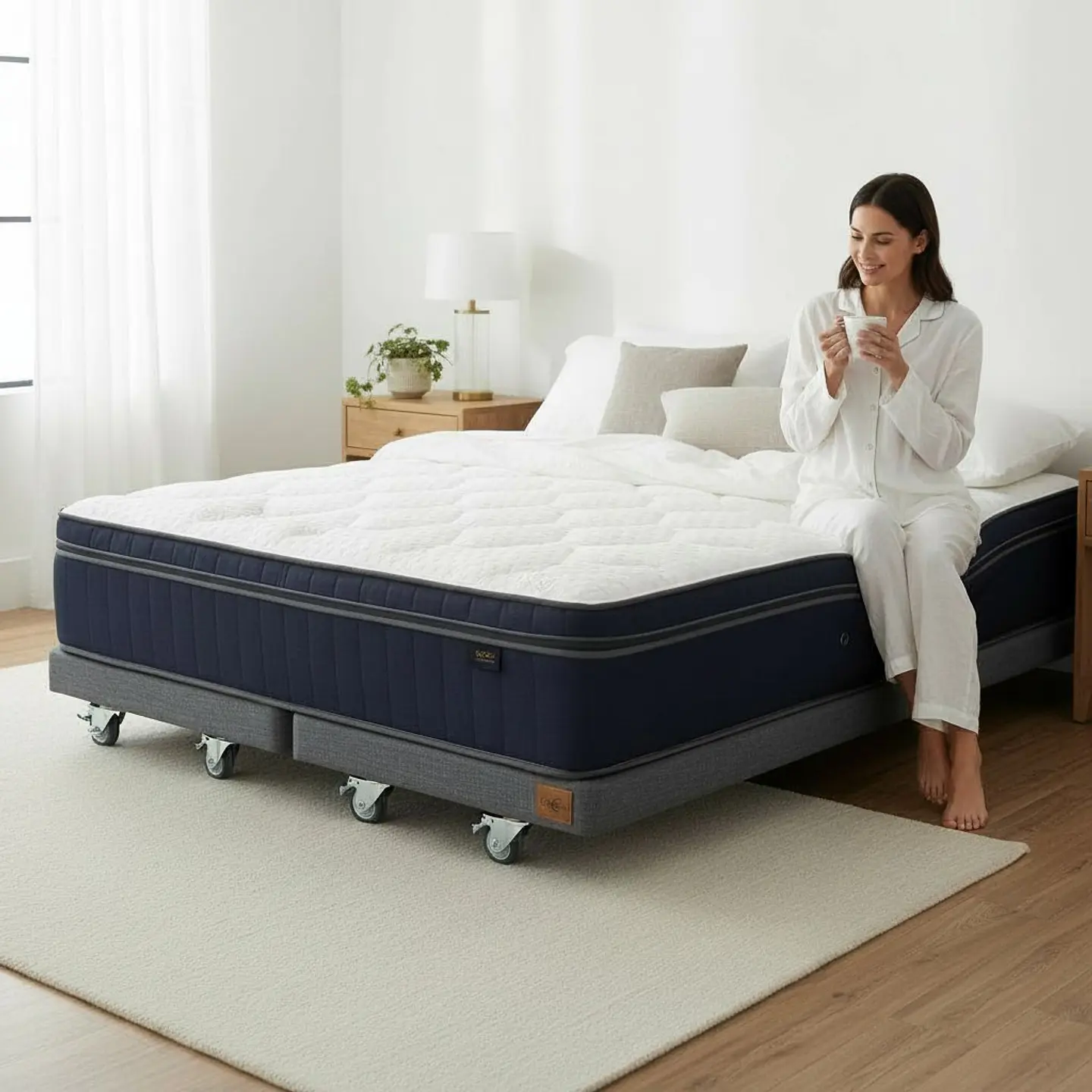 Cama Super King Box 8 cm + Colchon CIC - Ruedas A Eleccion 7