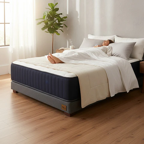 Cama 1 Plaza Box 13 cm + Colchon CIC - Patas De Madera 
