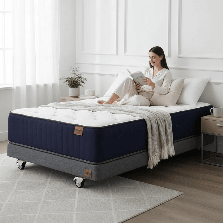 Cama 1 Plaza Box 13 cm + Colchon CIC - Ruedas A Eleccion 7