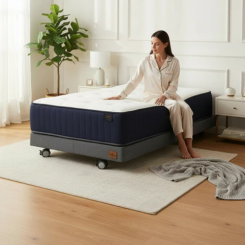 Cama 1.5 Plaza Box 13 cm + Colchon CIC - Ruedas A Eleccion