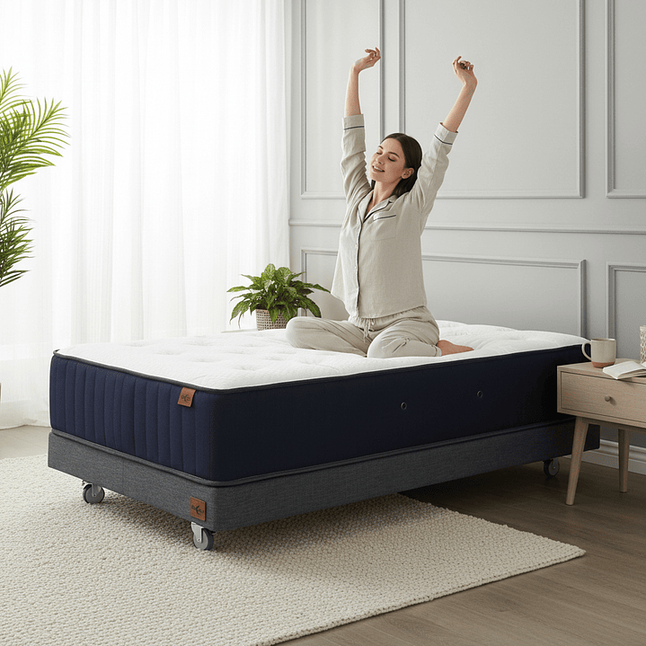 Cama 1.5 Plaza Box 13 cm + Colchon CIC - Ruedas A Eleccion 4