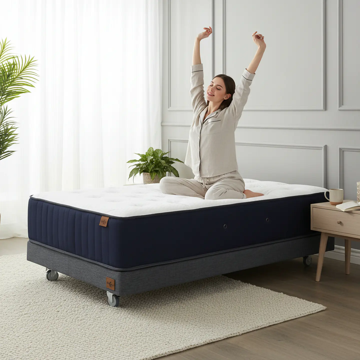 Cama 1.5 Plaza Box 13 cm + Colchon CIC - Ruedas A Eleccion 4