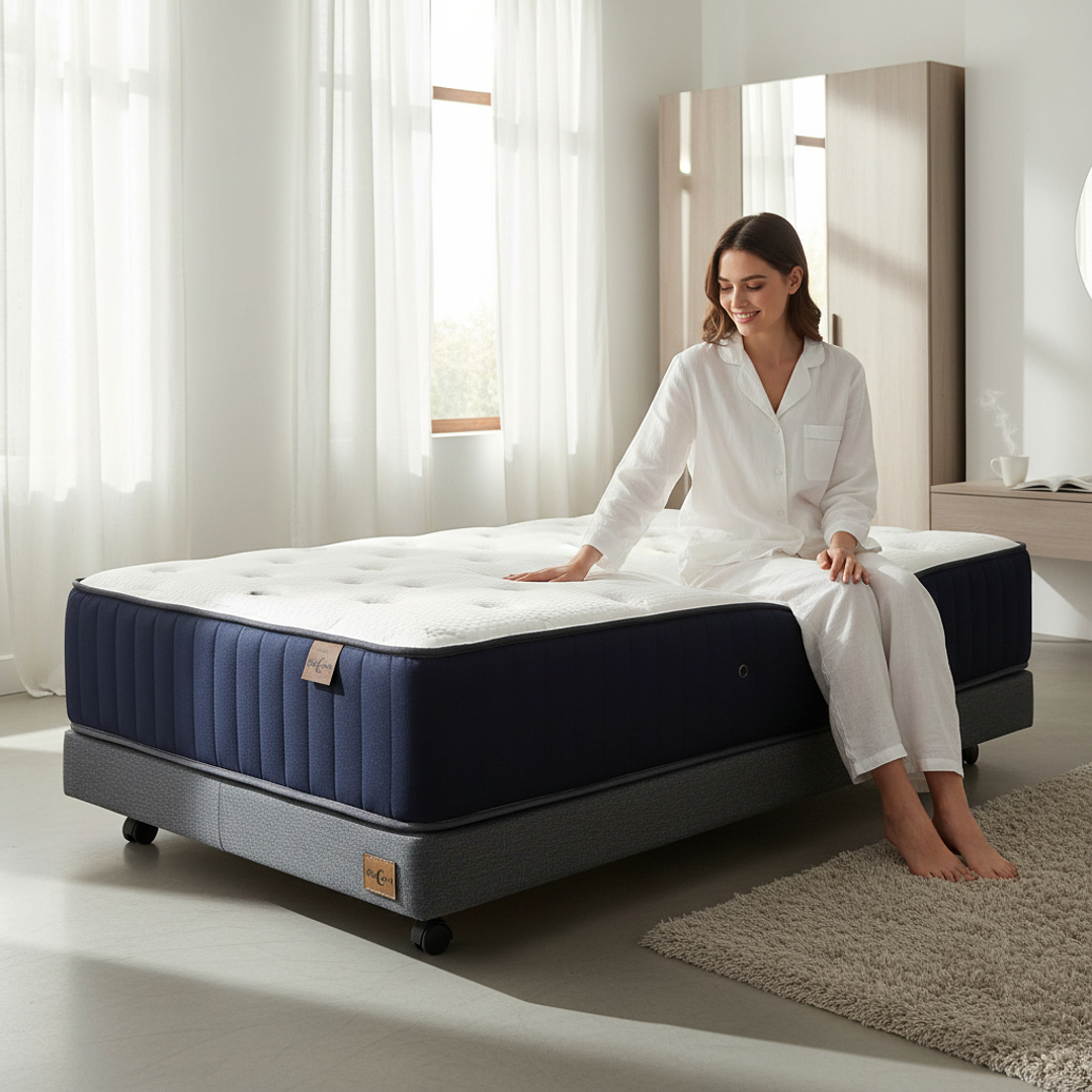 Cama 1.5 Plaza Box 13 cm + Colchon CIC - Ruedas A Eleccion 10