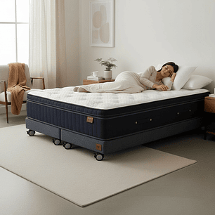 Cama Full Dividida Box 13 cm + Colchon CIC - Ruedas A Eleccion