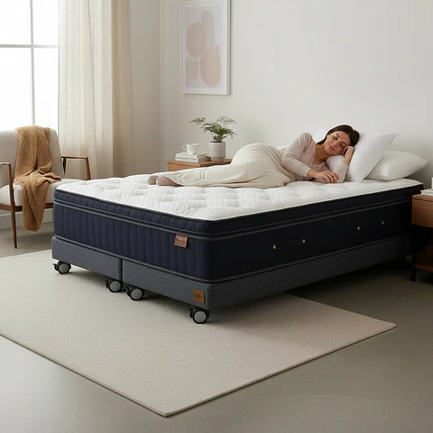 Cama Full Dividida Box 13 cm + Colchon CIC - Ruedas A Eleccion
