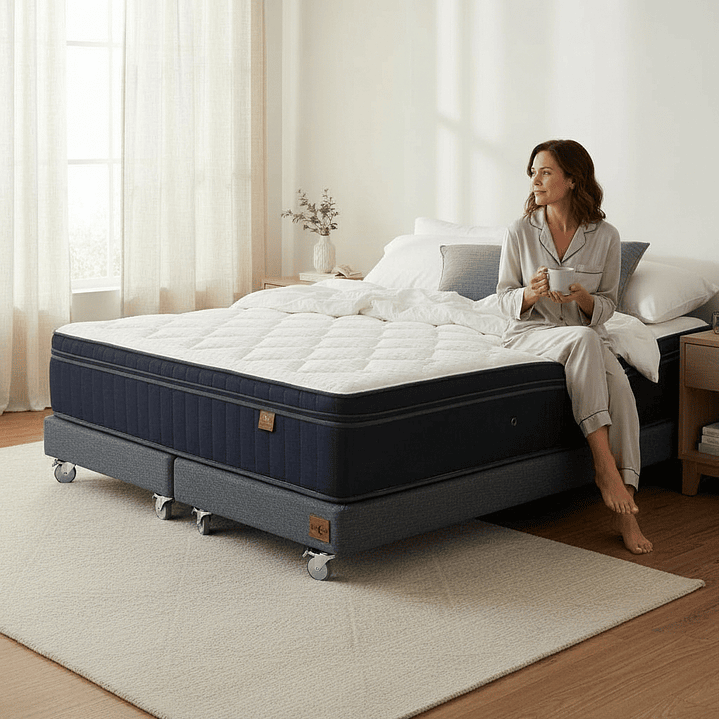 Cama de 2 Plaza Box 13 cm + Colchon CIC - Ruedas A Eleccion 4