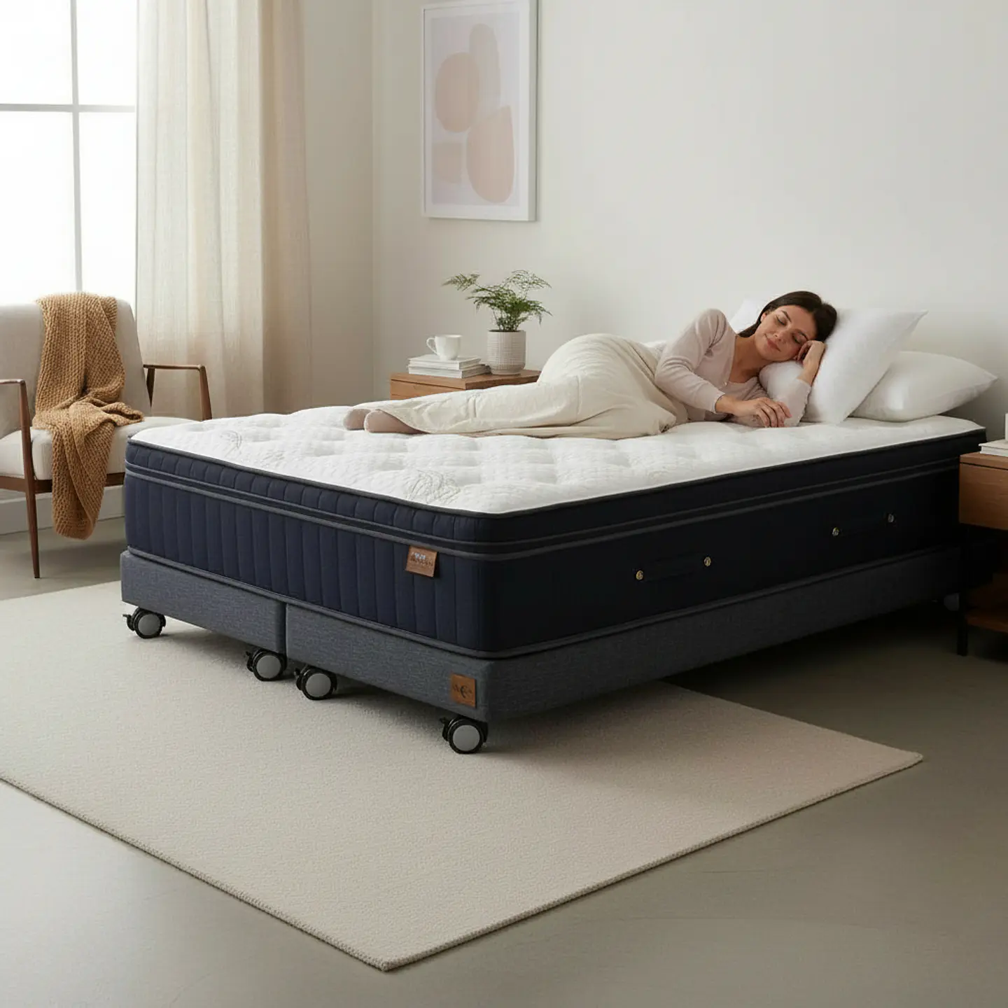 Cama King Box 13 cm + Colchon CIC - Ruedas A Eleccion 1