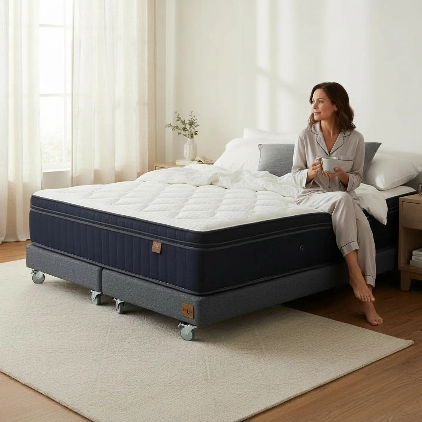 Cama King Box 13 cm + Colchon CIC - Ruedas A Eleccion 4