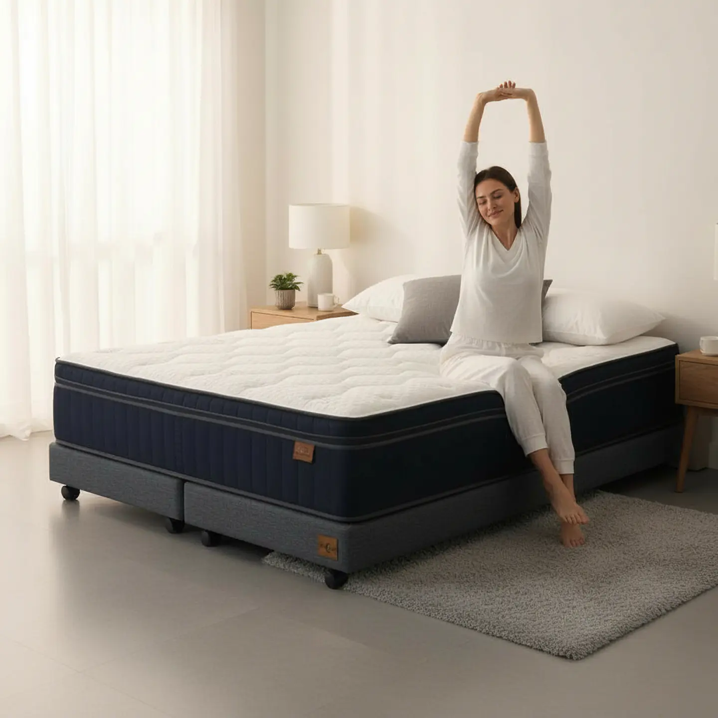 Cama King Box 13 cm + Colchon CIC - Ruedas A Eleccion 10