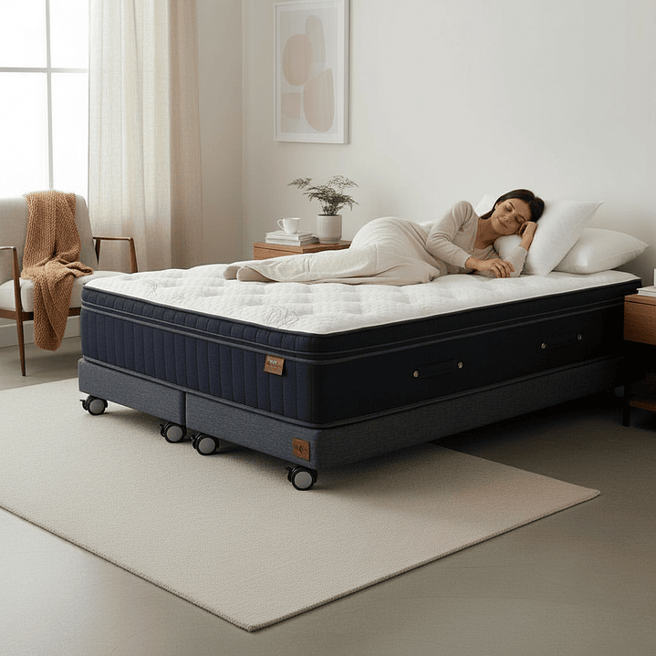 Cama Super King Box 13 cm + Colchon CIC - Ruedas A Eleccion 1