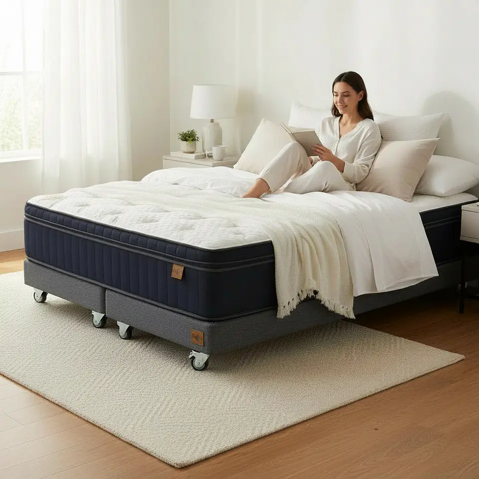 Cama Super King Box 13 cm + Colchon CIC - Ruedas A Eleccion 7