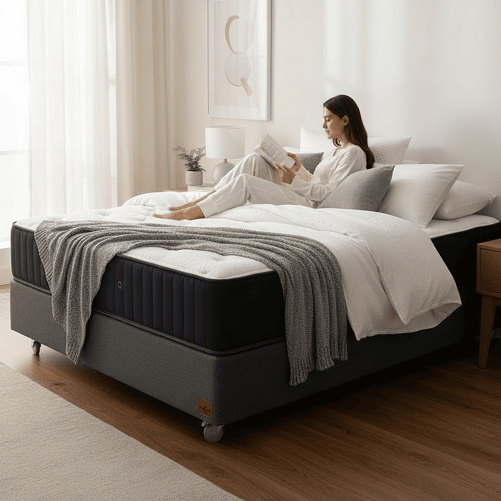 Cama 1.5 Plaza Box 30 cm + Colchon CIC - Ruedas A Eleccion 4