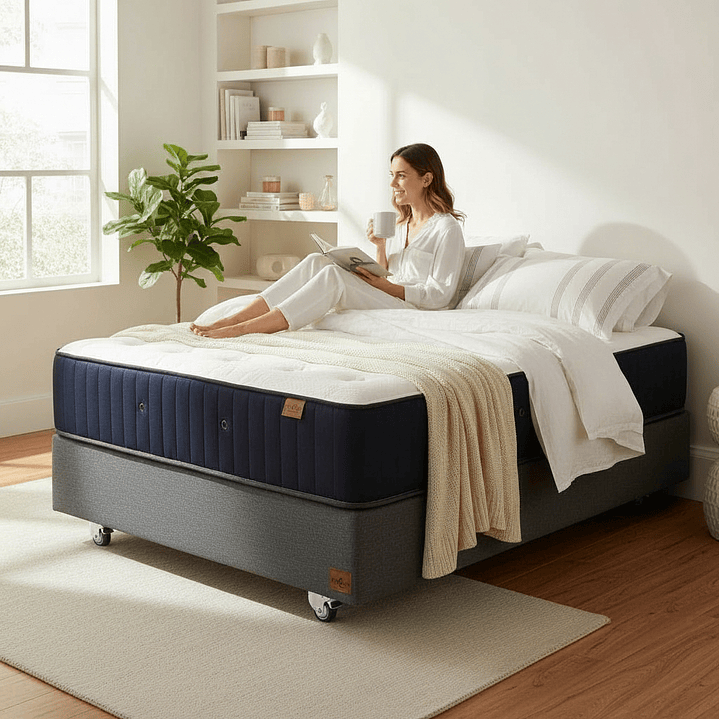 Cama 1.5 Plaza Box 30 cm + Colchon CIC - Ruedas A Eleccion 7