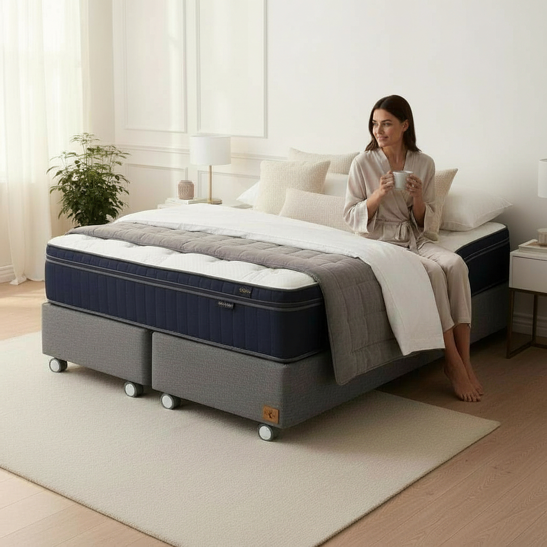 Cama De 2 Plaza Box 30 cm + Colchon CIC - Ruedas A Eleccion 1