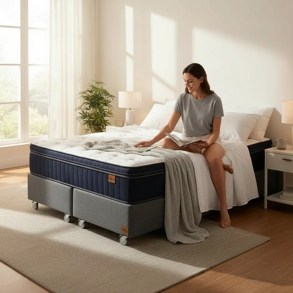 Cama King  Box 30 cm + Colchon CIC - Ruedas A Eleccion 4