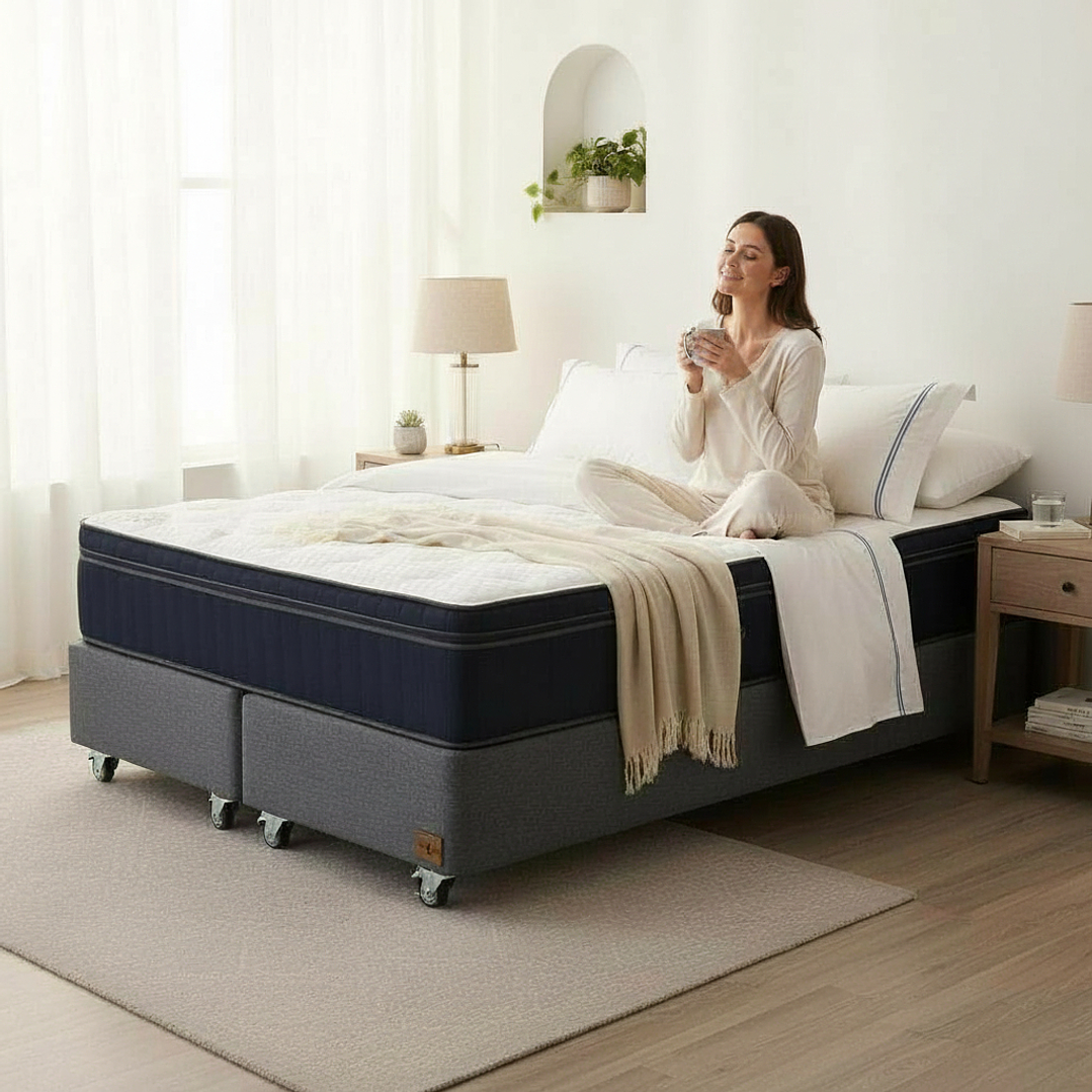 Cama King  Box 30 cm + Colchon CIC - Ruedas A Eleccion 7