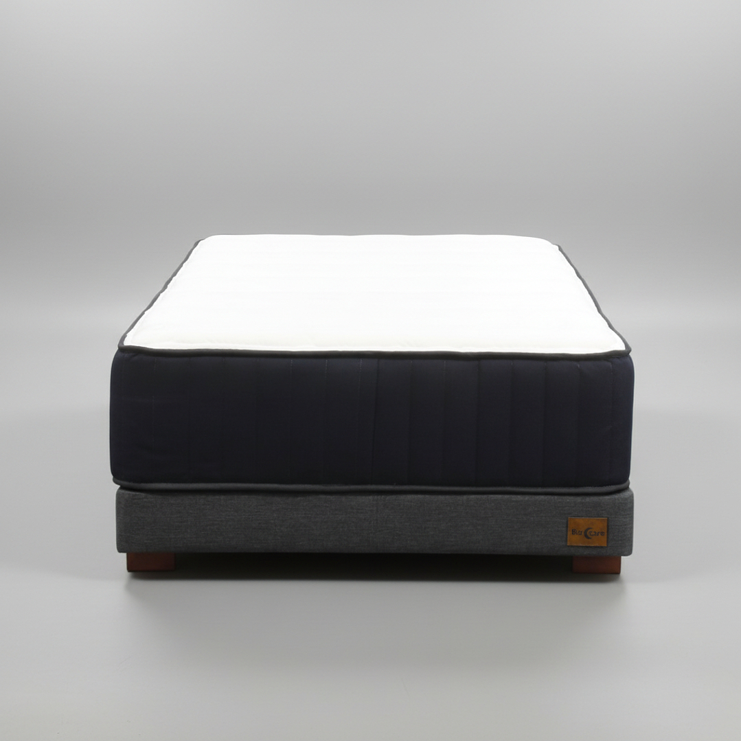 Cama 1.5 Plaza Box 13 cm + Colchon CIC - Patas De Madera  2