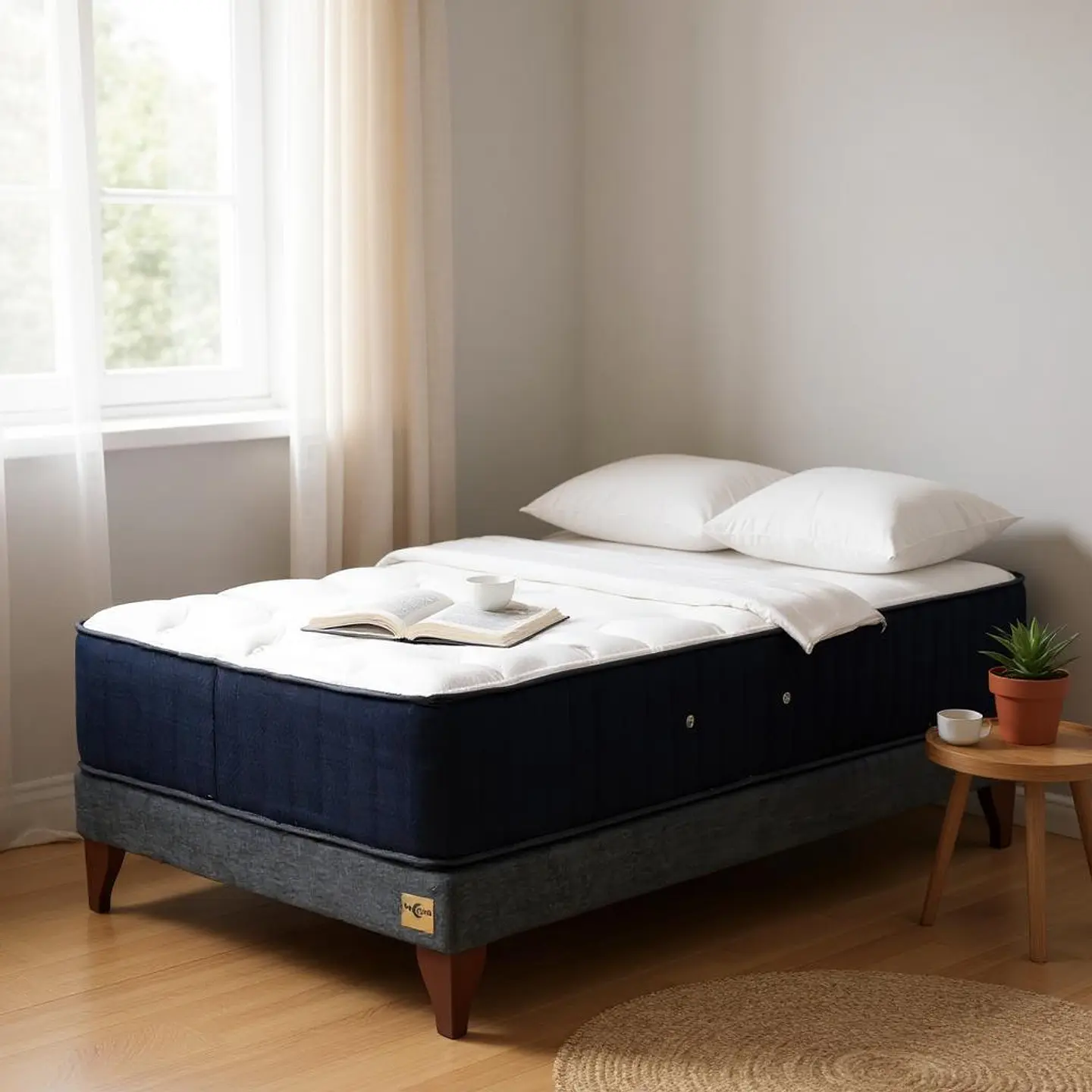 Cama 1.5 Plaza Box 13 cm + Colchon CIC - Patas De Madera  8