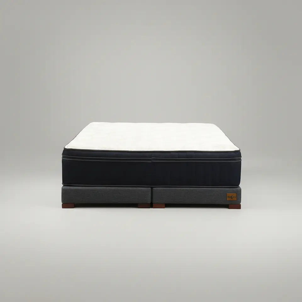 Cama Full Dividida Box 13 cm + Colchon CIC - Patas De Madera  2