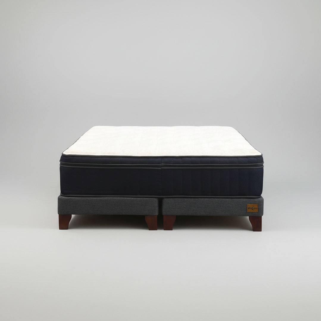 Cama Full Dividida Box 13 cm + Colchon CIC - Patas De Madera  5