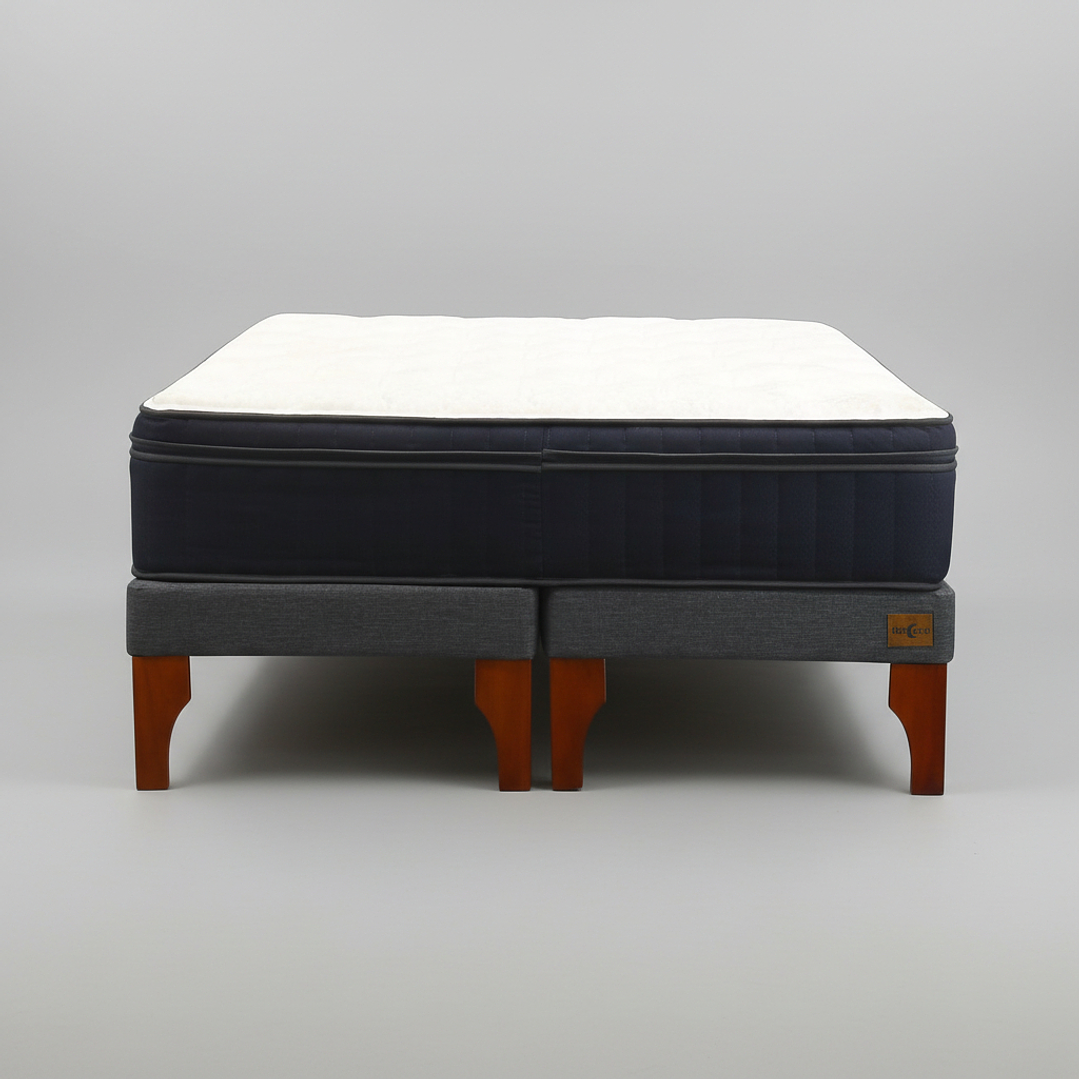 Cama Full Dividida Box 13 cm + Colchon CIC - Patas De Madera  11