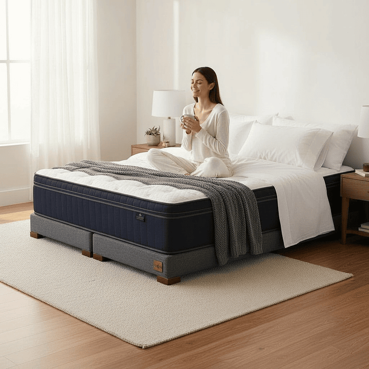 Cama 2 Plaza Box 13 cm + Colchon CIC - Patas De Madera  1