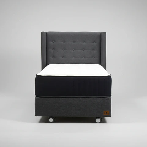Cama 1 Plaza Box 30 cm + Colchon CIC Con Respaldo - Ruedas A Eleccion