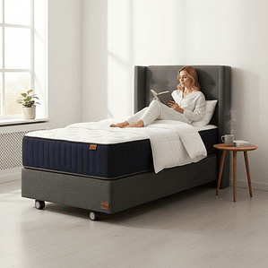 Cama 1 Plaza Box 30 cm + Colchon CIC Con Respaldo - Ruedas A Eleccion