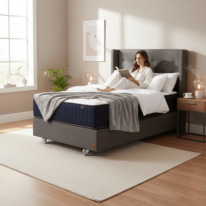 Cama 1 Plaza Box 30 cm + Colchon CIC Con Respaldo - Ruedas A Eleccion 4