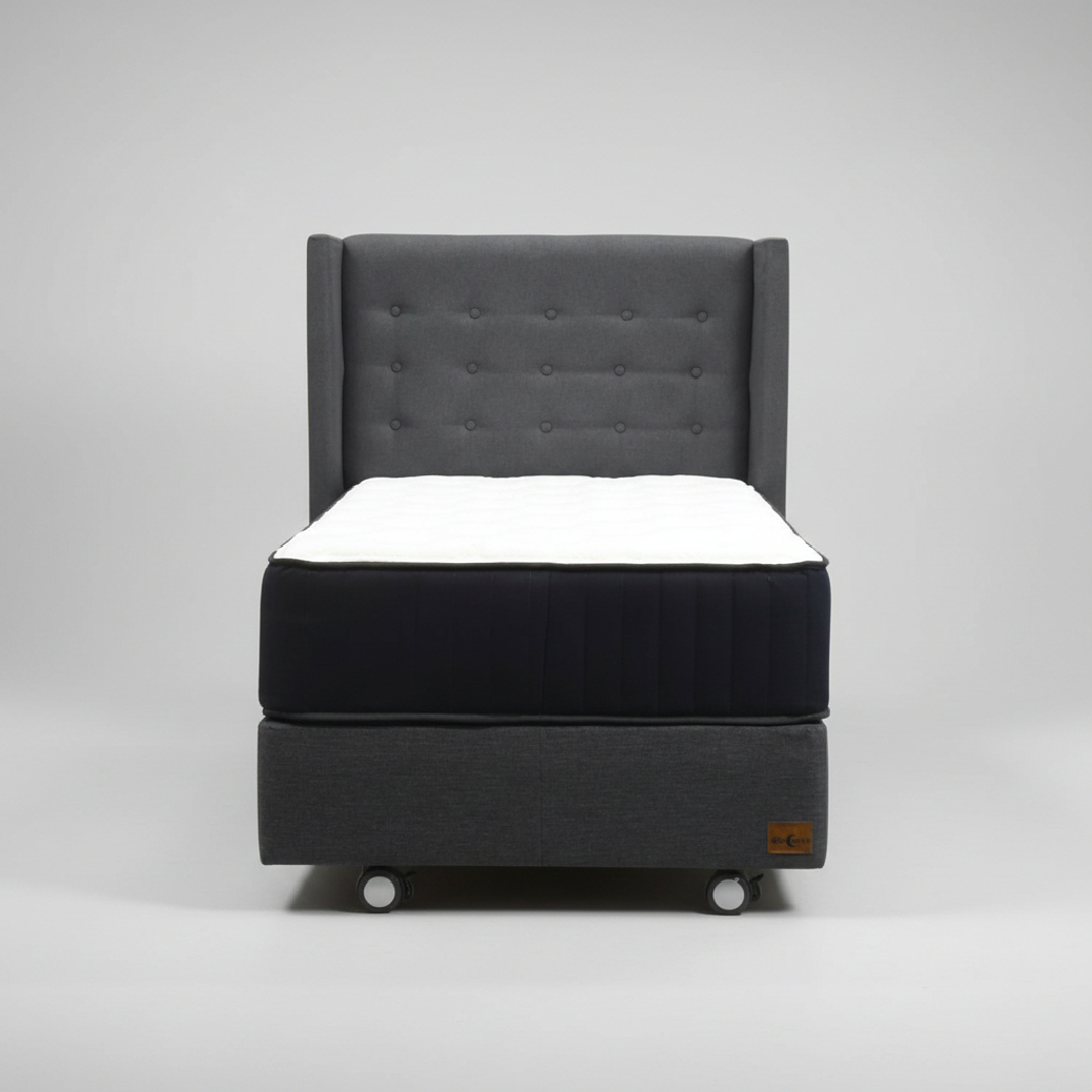 Cama 1.5 Plaza Box 30 cm + Colchon CIC Con Respaldo - Ruedas A Eleccion 2