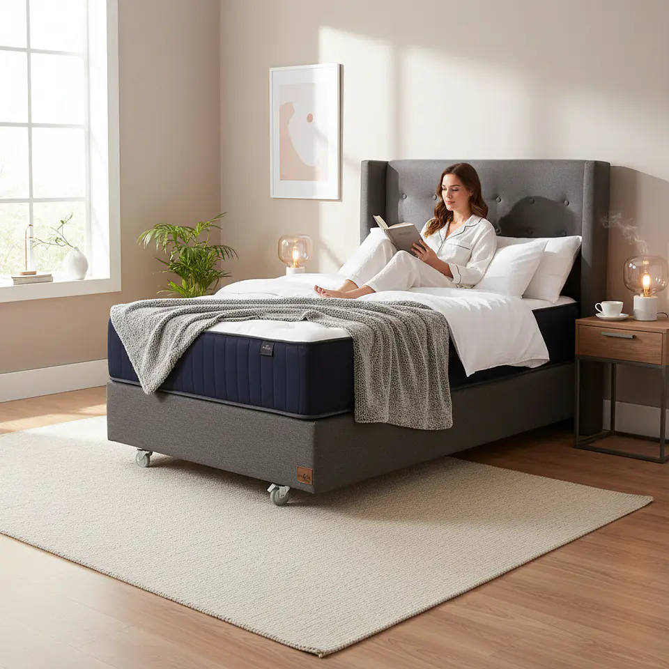 Cama 1.5 Plaza Box 30 cm + Colchon CIC Con Respaldo - Ruedas A Eleccion 4
