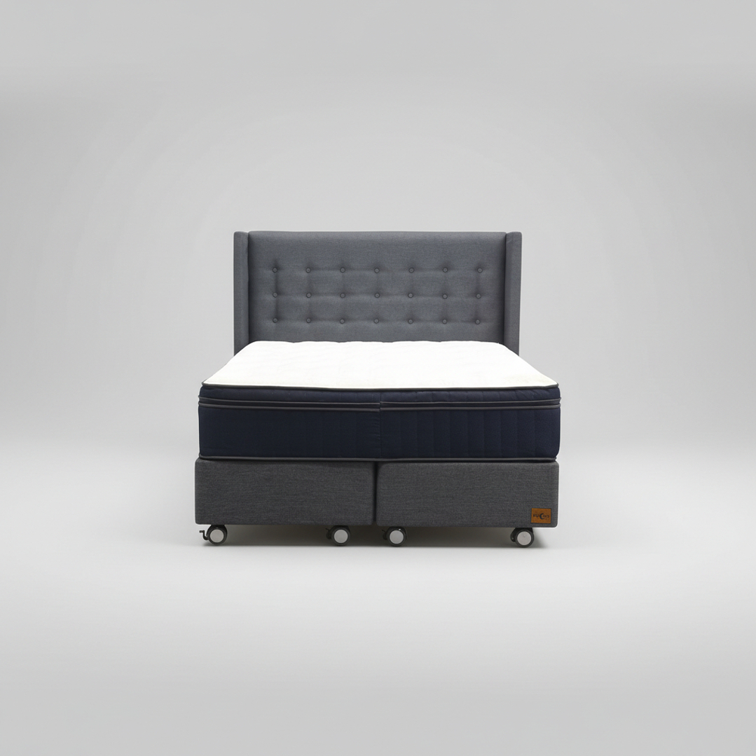 Cama King Box 30 cm + Colchon CIC Con Respaldo - Ruedas A Eleccion 2