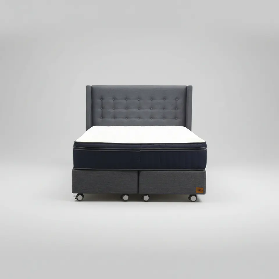 Cama King Box 30 cm + Colchon CIC Con Respaldo - Ruedas A Eleccion 2