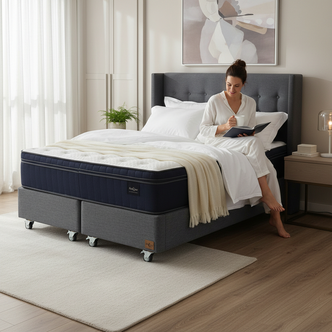 Cama King Box 30 cm + Colchon CIC Con Respaldo - Ruedas A Eleccion 7