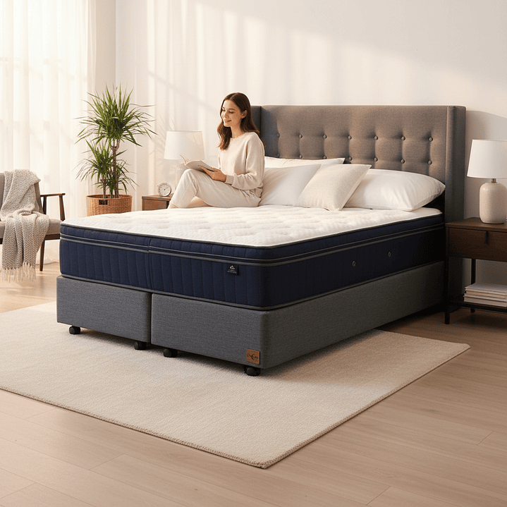 Cama King Box 30 cm + Colchon CIC Con Respaldo - Ruedas A Eleccion 10