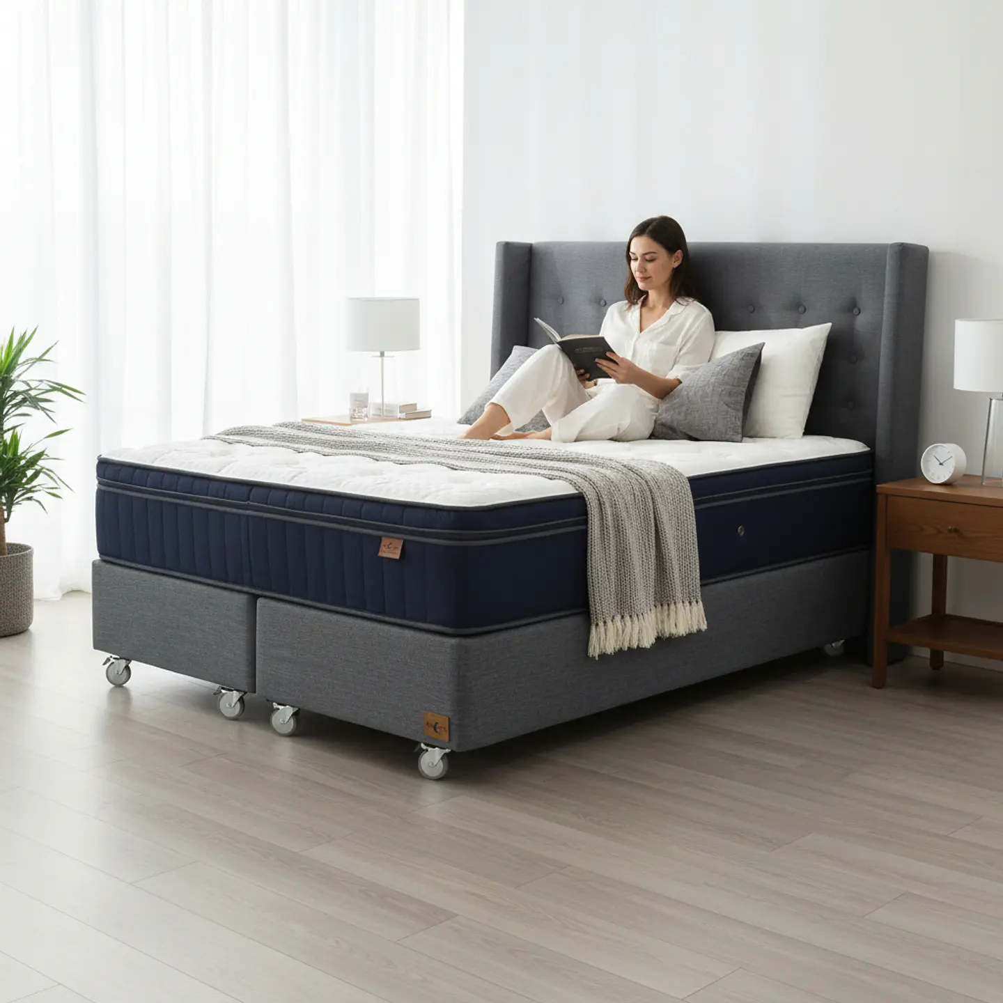 Cama Super King Box 30 cm + Colchon CIC Con Respaldo - Ruedas A Eleccion 4