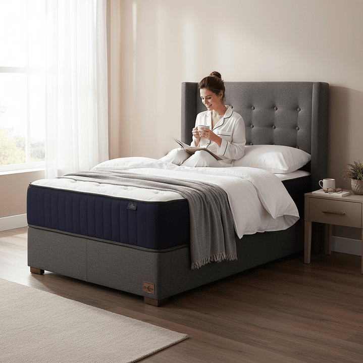 Cama 1.5 Plaza Box 30 cm Colchon CIC + Respaldo + Patas De Madera 1