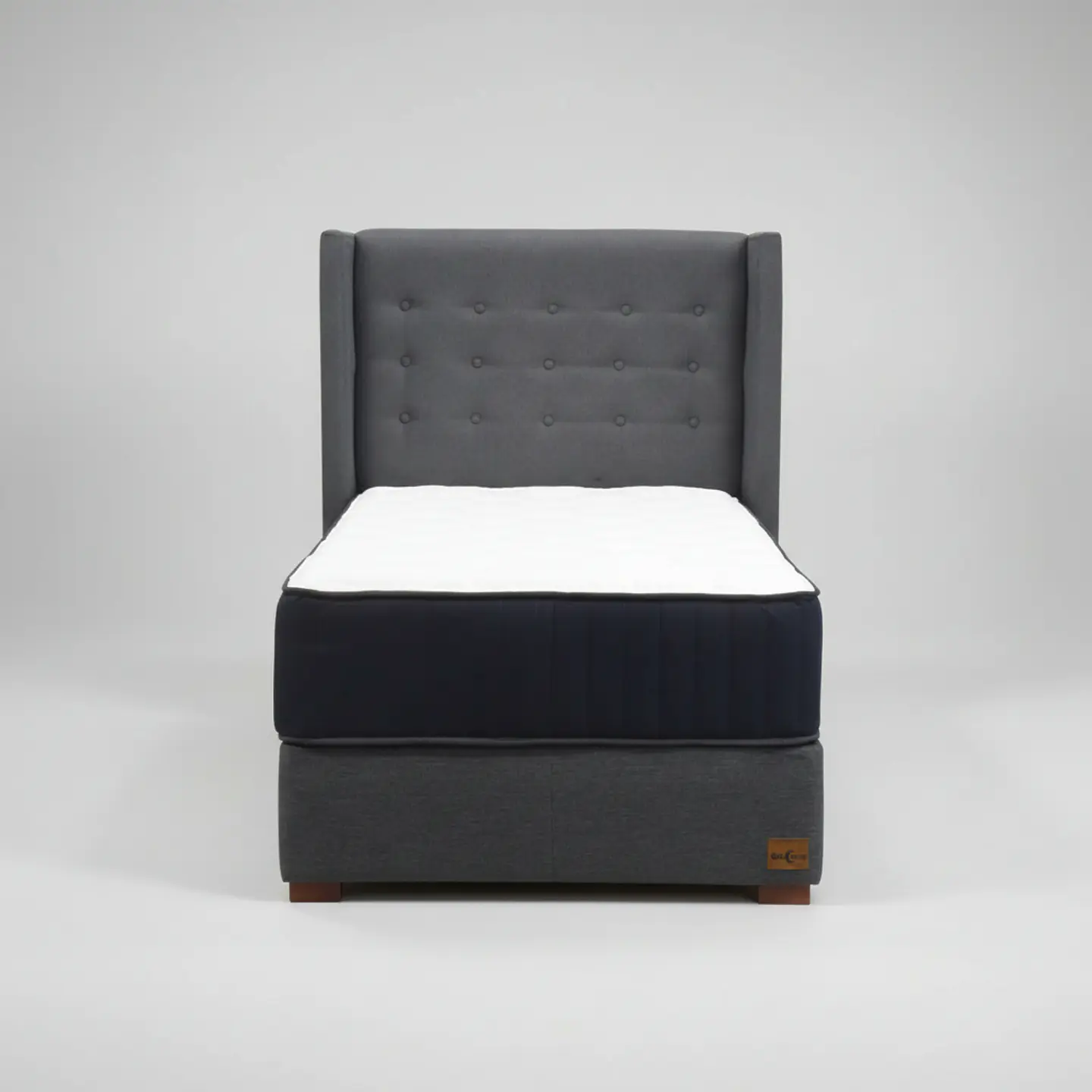 Cama 1.5 Plaza Box 30 cm Colchon CIC + Respaldo + Patas De Madera 2