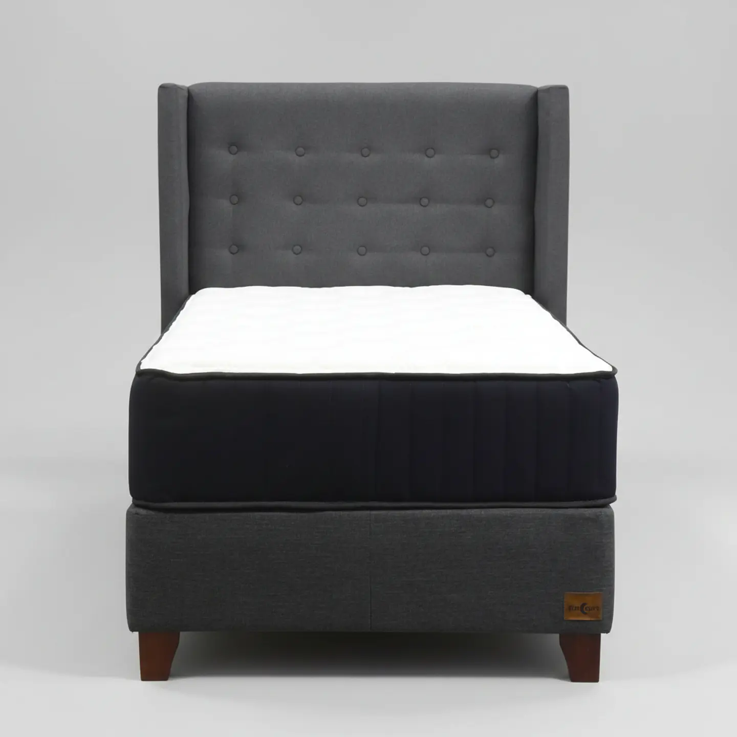 Cama 1.5 Plaza Box 30 cm Colchon CIC + Respaldo + Patas De Madera 5