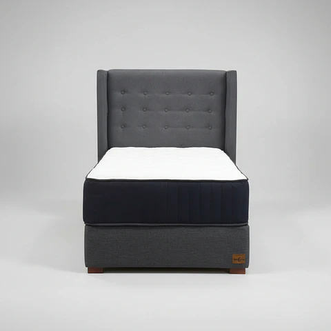 Cama 1 Plaza Box 30 cm Colchon CIC + Respaldo + Patas De Madera