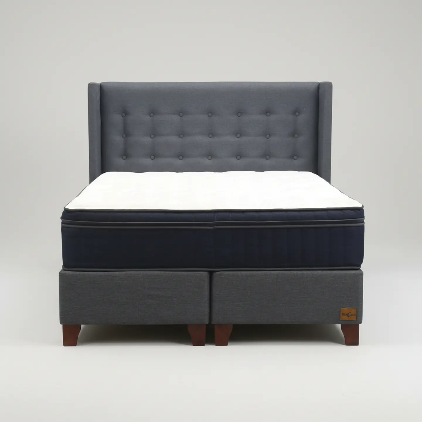 Cama Full Dividida Box 30 cm Colchon CIC + Respaldo + Patas De Madera 5