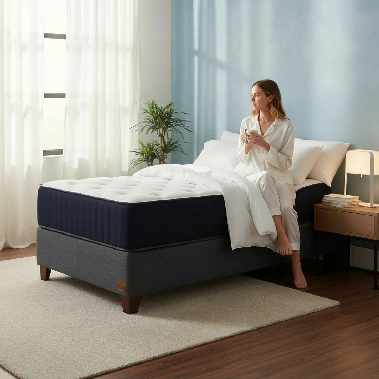 Cama 1.5 Plaza Box 30 cm + Colchon CIC - Patas De Madera 5
