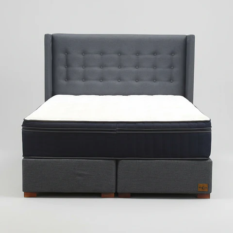 Cama King Box 30 cm Colchon CIC + Respaldo + Patas De Madera