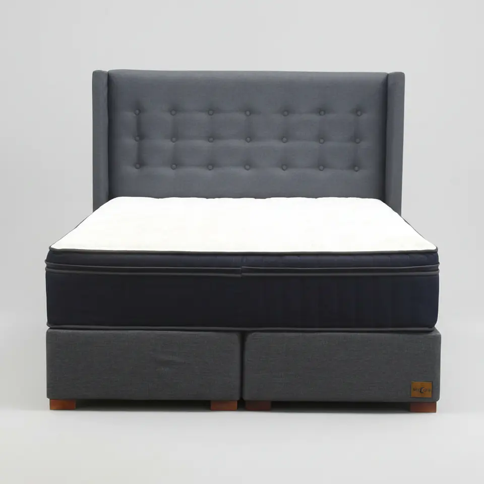 Cama King Box 30 cm Colchon CIC + Respaldo + Patas De Madera 2