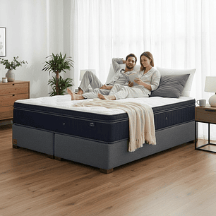 Cama 2 Plazas Box 30 cm + Colchon CIC - Patas De Madera