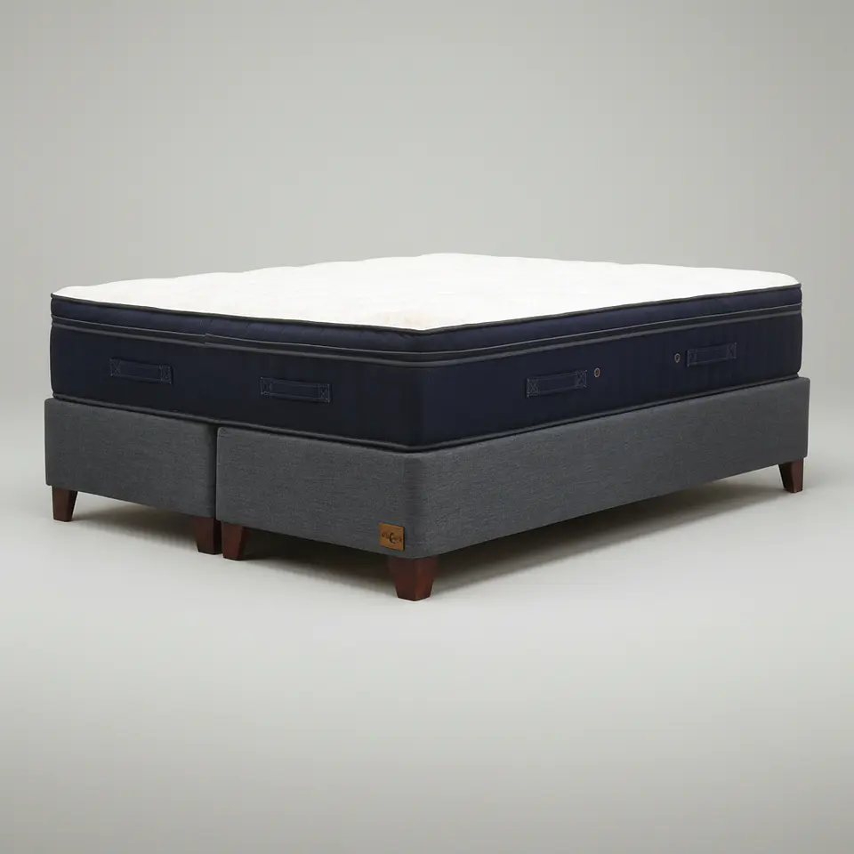Cama Full Dividida Box 30 cm + Colchon CIC - Patas De Madera 6
