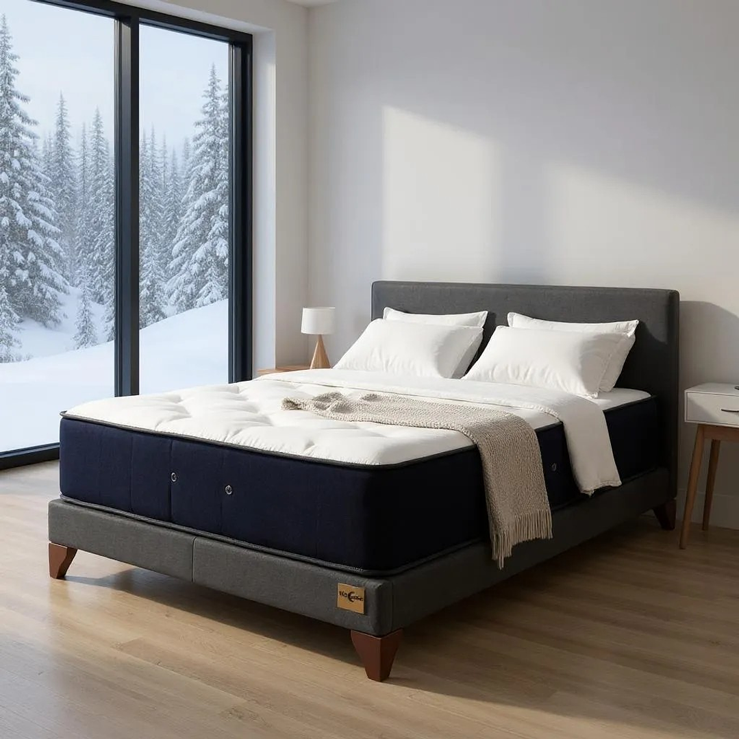 Cama 1 Plaza Box 8 cm + Colchon CIC - Patas De Madera 4