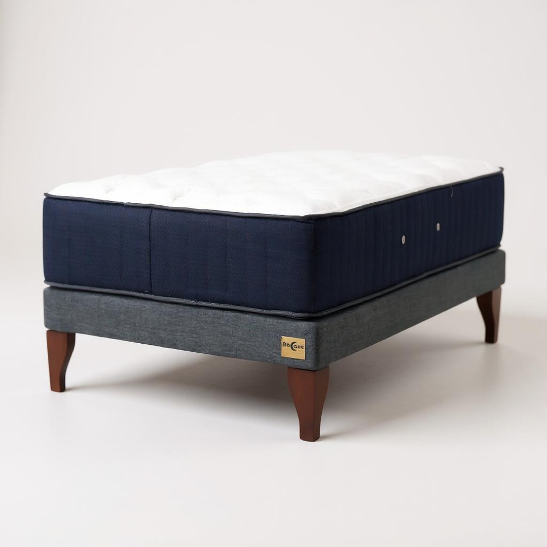 Cama 1 Plaza Box 8 cm + Colchon CIC - Patas De Madera 8